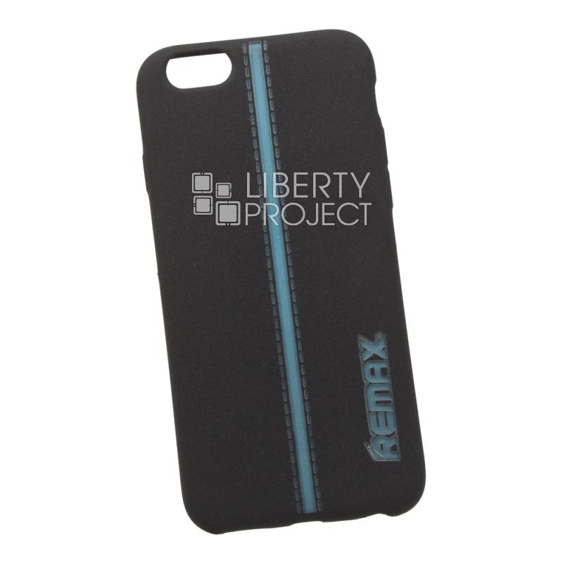 Силиконовый чехол для iPhone 6/6S &quot;РЕМАКС&quot; Star Series Case (черный с голубой полосой)