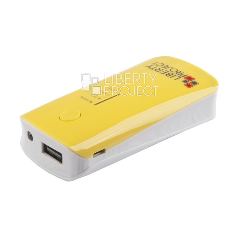 Внешний АКБ &quot;LP&quot; 5200 мАч Li-ion USB + фонарик (желтый/коробка)