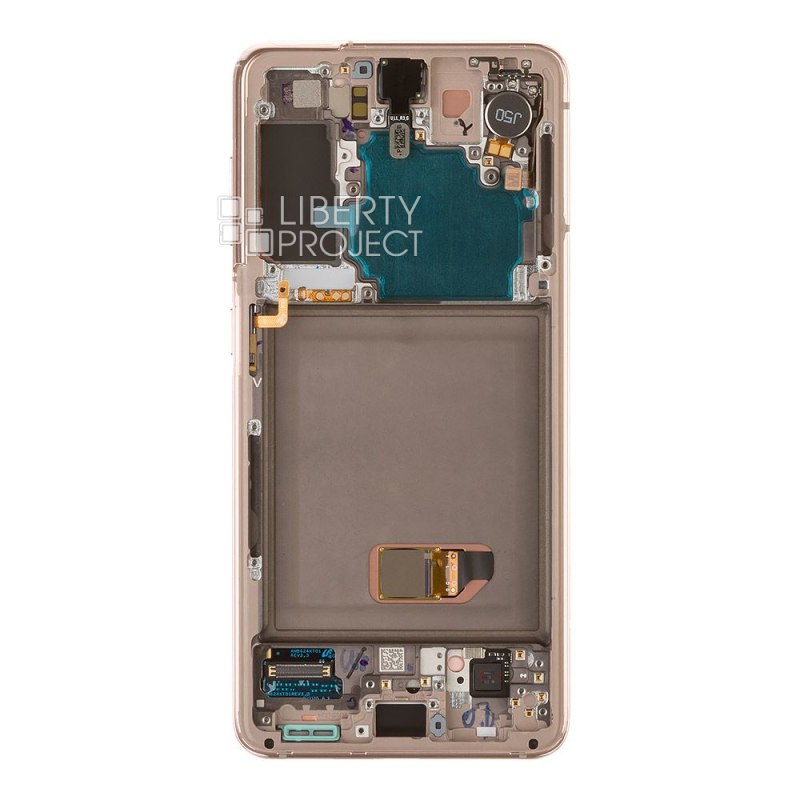 LCD дисплей для Samsung Galaxy S21 5G SM-G991B GH82-24544B в рамке (розовый) 100% OR SP — фото 3