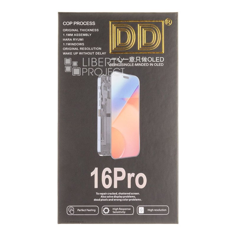 LCD дисплей для Apple iPhone 16 Pro (черный) матрица DD HARD OLED (привязка без пайки) — фото 4