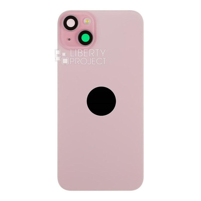 Задняя крышка для iPhone 15 Plus (розовый) в сборе со стеклом камеры с шлейфом MagSafe — фото 4