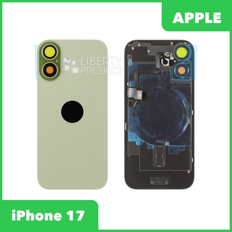 Задняя крышка для iPhone 17 (зеленый) в сборе со стеклом камеры и шлейфом MagSafe — фото 2