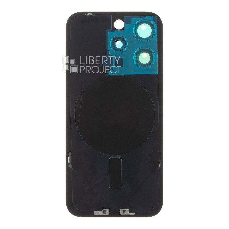 Задняя крышка для iPhone 15 Pro (серый) в сборе со стеклом камеры с логотипом, монолит — фото 3