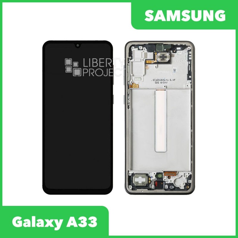Дисплей для Samsung Galaxy A33 SM-A336 в сборе GH82-28143A в рамке (черный) 100% оригинал