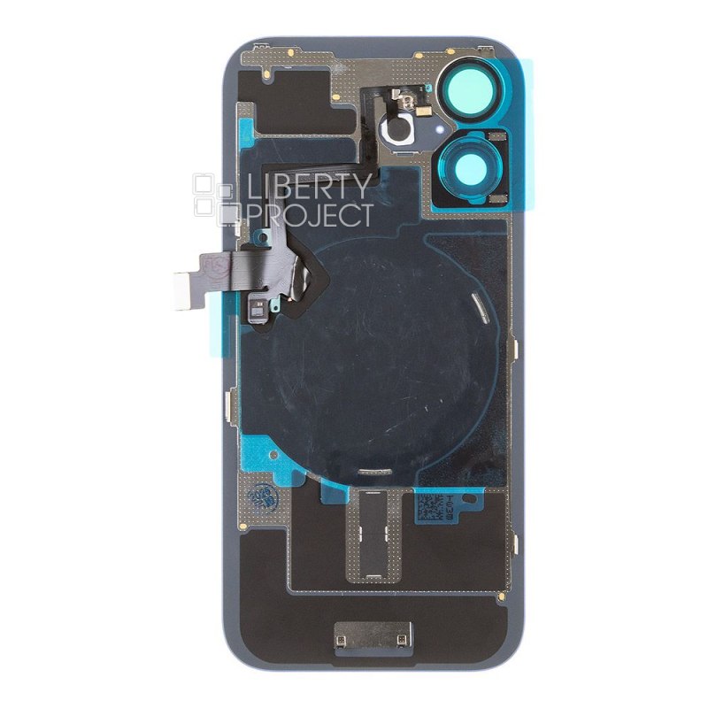 Задняя крышка для iPhone 16 (синий) в сборе со стеклом камеры, с шлейфом MagSafe — фото 3