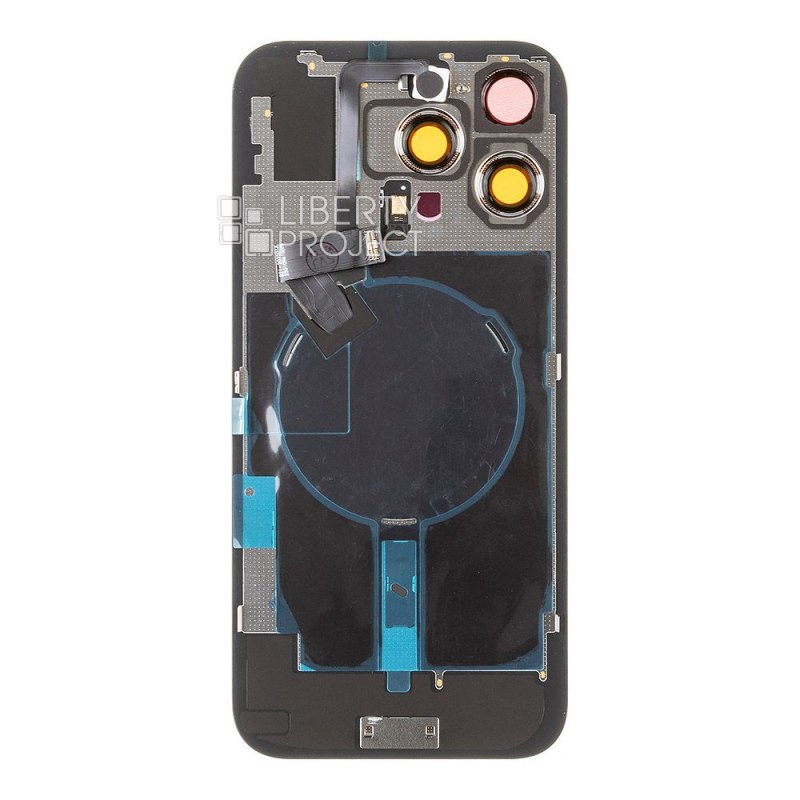 Задняя крышка для iPhone 16 Pro MAX (черный) в сборе со стеклом камеры, с шлейфом MagSafe — фото 3