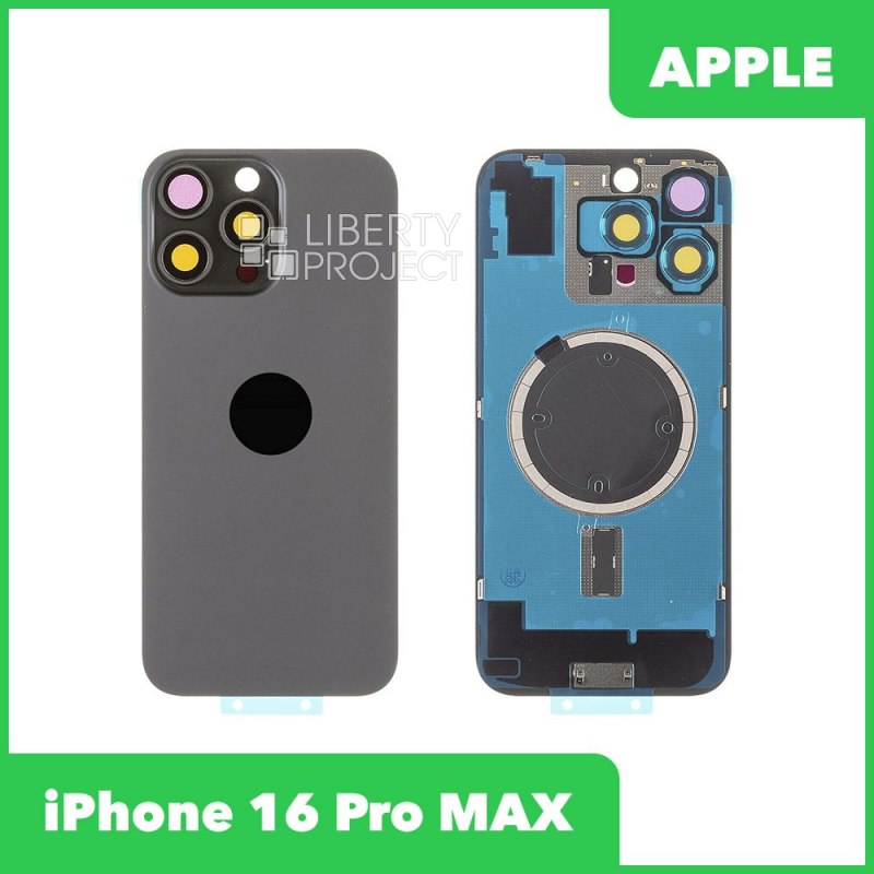 Задняя крышка для iPhone 16 Pro MAX (черный) в сборе со стеклом камеры, MagSafe — фото 2