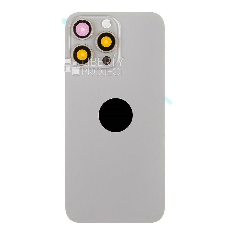 Задняя крышка для iPhone 15 Pro Max (серый) в сборе со стеклом камеры с шлейфом MagSafe — фото 4