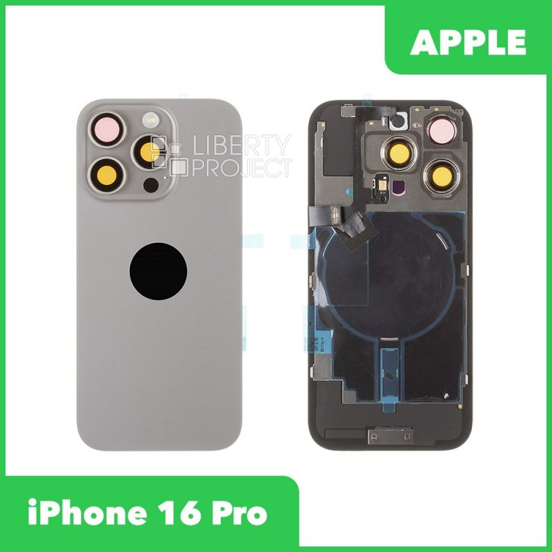 Задняя крышка для iPhone 16 Pro (титановый) в сборе со стеклом