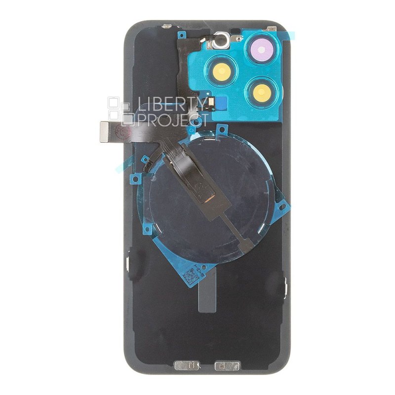 Задняя крышка для iPhone 15 Pro Max (белый) в сборе со стеклом камеры с шлейфом MagSafe — фото 3