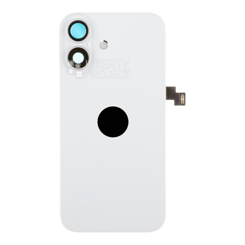 Задняя крышка для iPhone 16 (белый) в сборе со стеклом камеры, с шлейфом MagSafe — фото 4