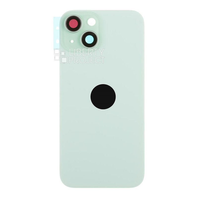 Задняя крышка для iPhone 15 (зеленый) в сборе со стеклом камеры с логотипом, монолит MagSafe — фото 4