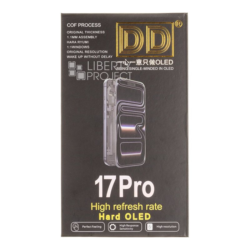 LCD дисплей для Apple iPhone 17 Pro (черный) матрица DD HARD OLED (привязка без пайки) — фото 4