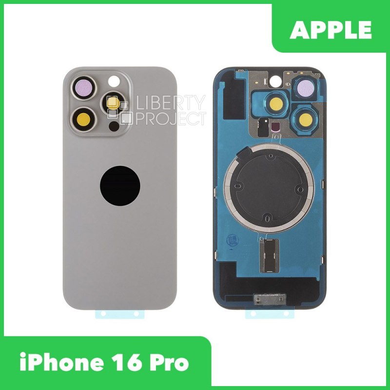 Задняя крышка для iPhone 16 Pro (титановый) в сборе со стеклом камеры, MagSafe — фото 2