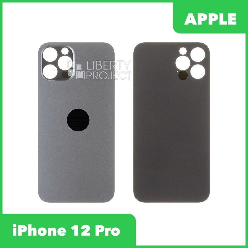 Задняя крышка для iPhone 12 Pro (графит) с логотипом, монолит, premium — фото 2