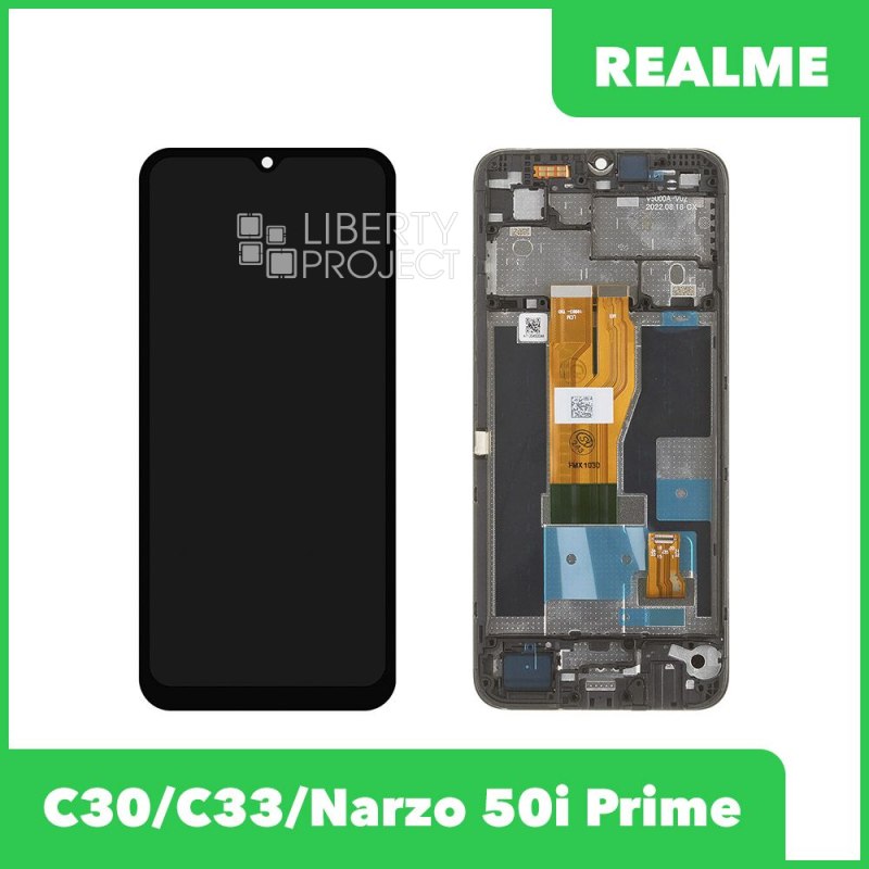 LCD дисплей для Realme C30/Narzo 50i Prime (RMX 3581/3506) с тачскрином в рамке (чер) ориг — купить оптом в интернет-магазине Либерти