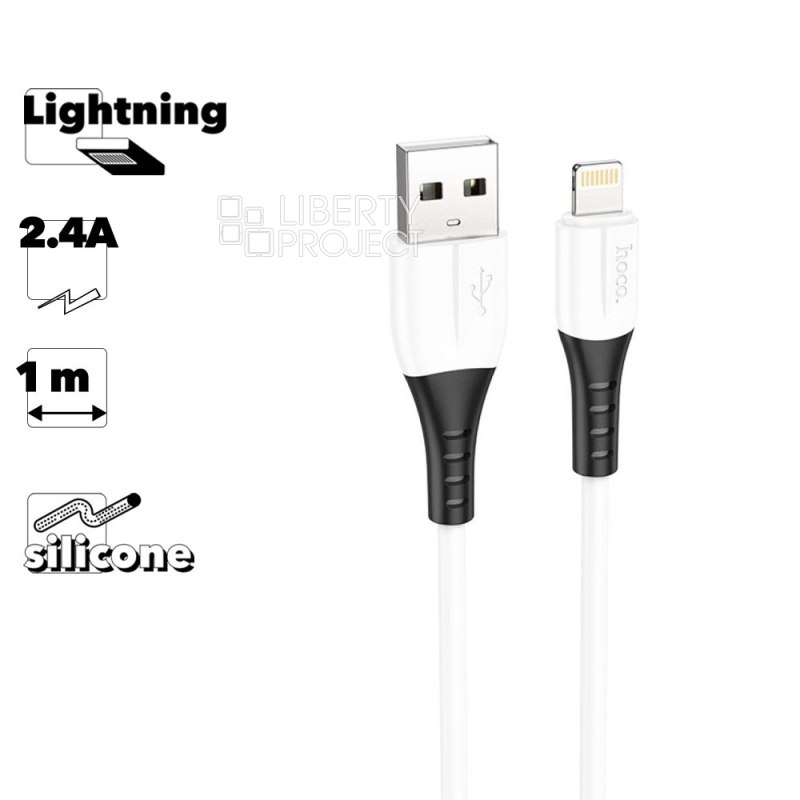 USB кабель HOCO X82 Lightning 8-pin, 2.4А, 1м, силикон (белый)