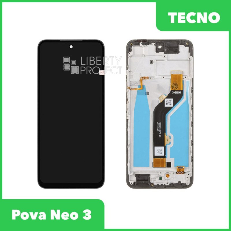 LCD дисплей для Tecno Pova Neo 3 (LH6n) с тачскрином в рамке (черный) OR LCD — фото 2