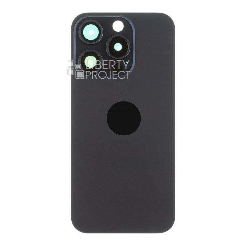 Задняя крышка для iPhone 15 Pro (синий) в сборе со стеклом камеры с логотипом, монолит — фото 4