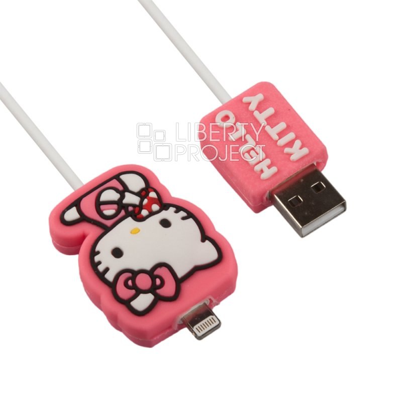USB Дата-кабель мультяшный &quot;Hello Kitty&quot; Apple Lightning 8-pin (коробка)