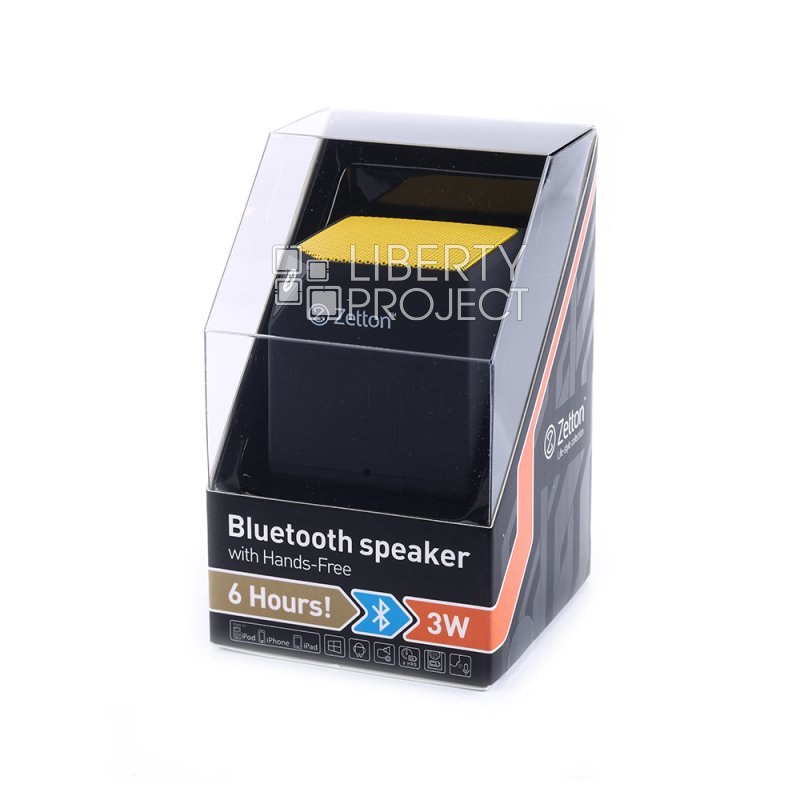 Bluetooth колонка Zetton Cube микрофон/USB/RMS 3 Вт (черная/желтая) ZTLSBSCUBBY