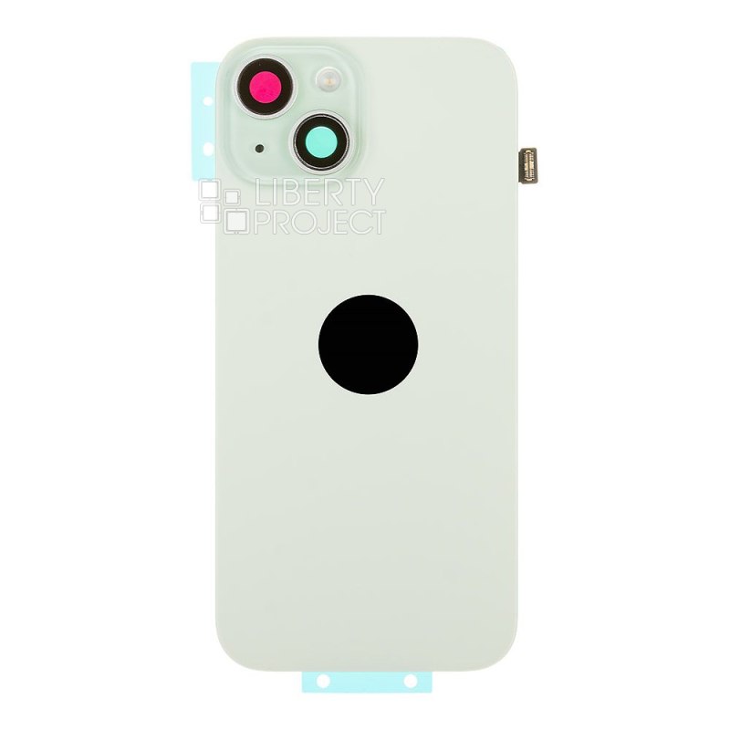 Задняя крышка для iPhone 15 (зеленый) в сборе со стеклом камеры с шлейфом MagSafe — фото 4
