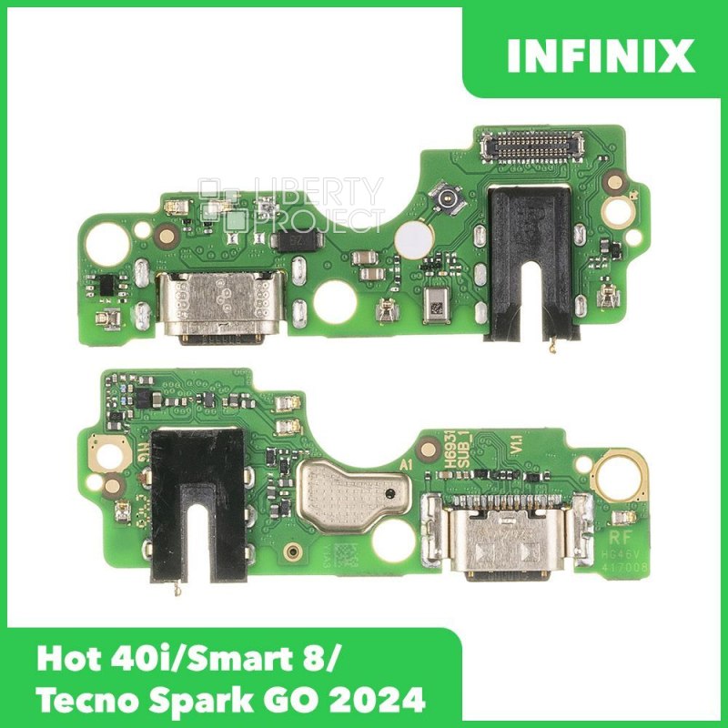 Шлейф/FLC Infinix Hot 40i/Smart 8/Tecno Spark GO 2024 на системный разъём/микрофон, ориг — фото 2