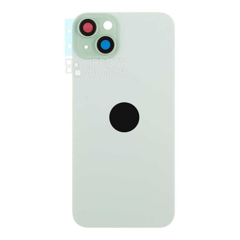 Задняя крышка для iPhone 15 Plus (зеленый) в сборе со стеклом камеры с логотипом, монолит MagSafe — фото 4