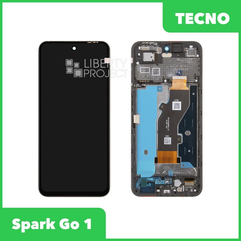 LCD дисплей для Tecno Spark Go 1 (KL4) с тачскрином в рамке (черный) OR LCD — фото 2