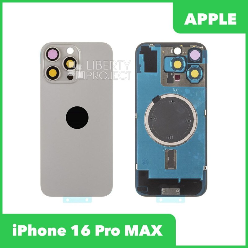 Задняя крышка для iPhone 16 Pro MAX (титановый) в сборе со стеклом камеры, MagSafe — фото 2