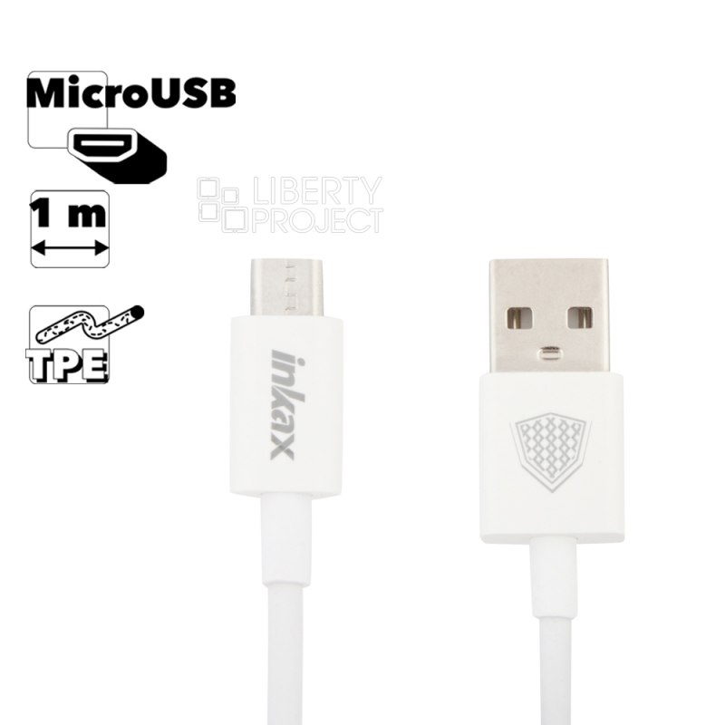 USB кабель inkax CK-31 Original Data Cable MicroUSB, 1м, TPE (белый)