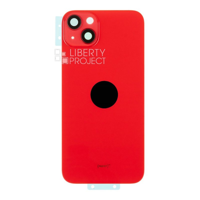 Задняя крышка для iPhone 14 Plus (красный) в сборе со стеклом камеры с логотипом, монолит MagSafe — фото 4