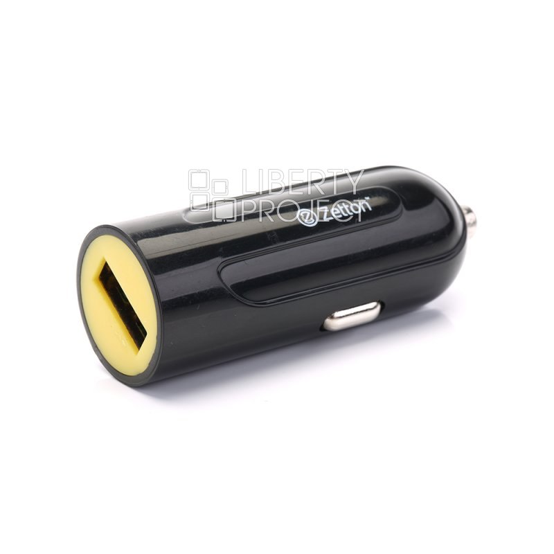 АЗУ с выходом USB ток зарядки 1А черное с желтой вставкой (Zetton ZTLSCC1A1UBY)