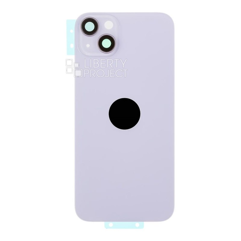 Задняя крышка для iPhone 14 Plus (фиолетовый) в сборе со стеклом камеры с логотипом, монолит MagSafe — фото 4