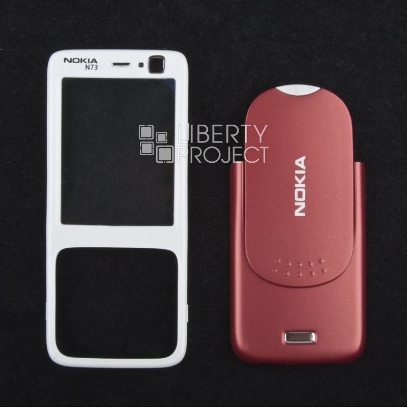 Корпус Nokia N73 без средней части (белый/красный) HIGH COPY