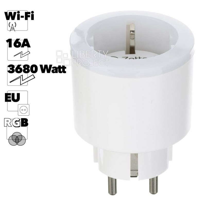 Умная розетка Zetton Smart Plug 16A, мониторинг потребления, RGB подсветка ZTSHSSPML16A1RU (белая)