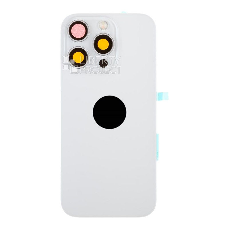 Задняя крышка для iPhone 16 Pro (белый) в сборе со стеклом камеры, с шлейфом MagSafe — фото 4