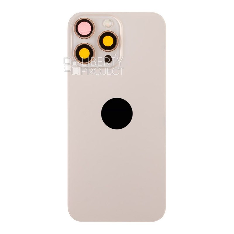 Задняя крышка для iPhone 16 Pro MAX (золотой) в сборе со стеклом камеры, с шлейфом MagSafe — фото 4