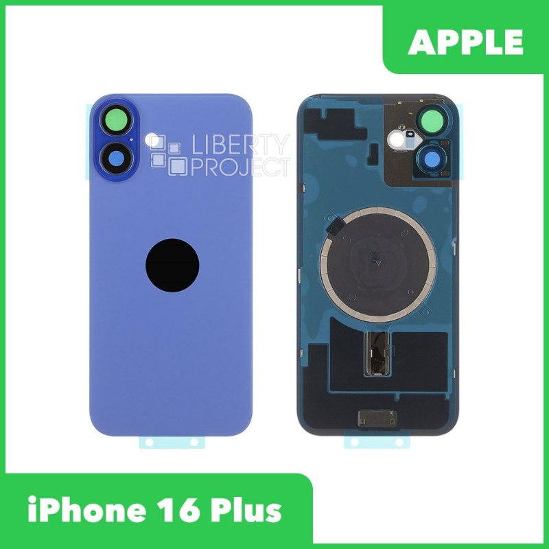 Задняя крышка для iPhone 16 Plus (синий) в сборе со стеклом камеры, MagSafe — фото 2