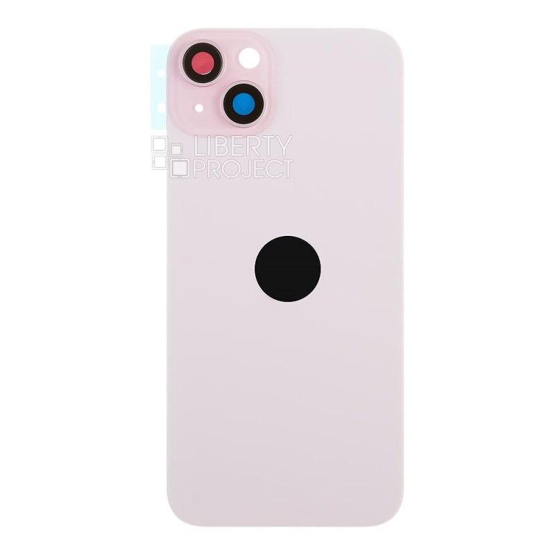 Задняя крышка для iPhone 15 Plus (розовый) в сборе со стеклом камеры с логотипом, монолит MagSafe — фото 4