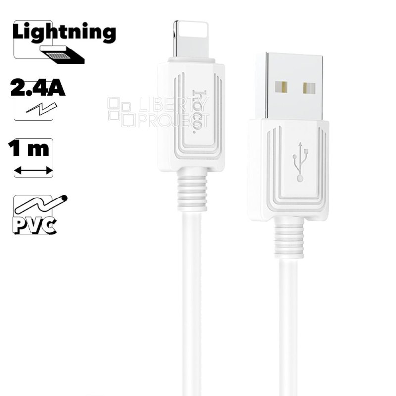 USB кабель HOCO X73 Lightning 8-pin, 2.4А, 1м, силикон (белый)