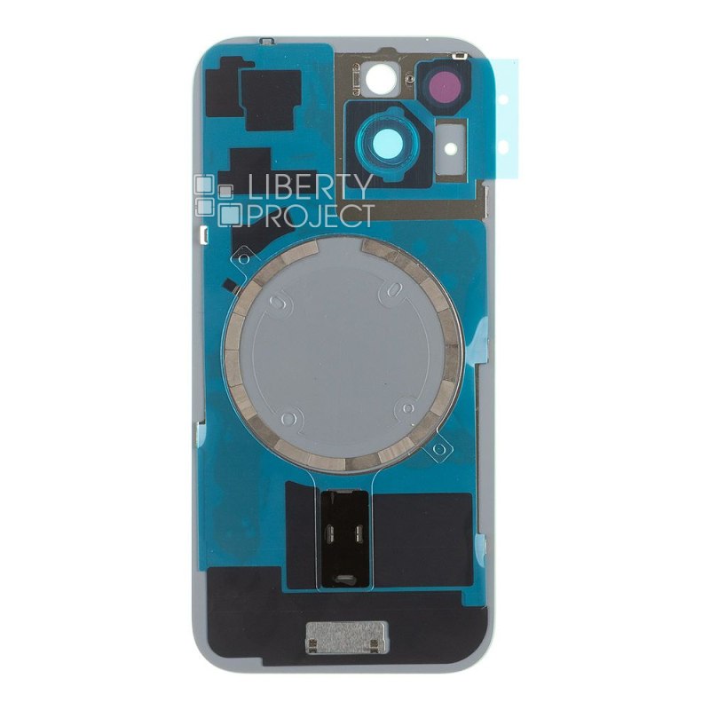 Задняя крышка для iPhone 15 (зеленый) в сборе со стеклом камеры с логотипом, монолит MagSafe — фото 3