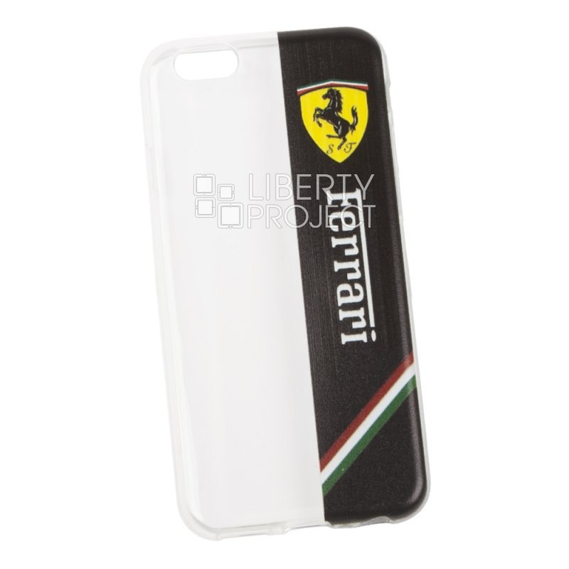 Силиконовый чехол для iPhone 6/6S марки автомобиля &quot;Ferrari&quot; (прозрачный/европакет)