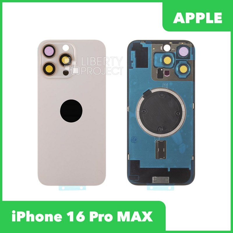 Задняя крышка для iPhone 16 Pro MAX (золотой) в сборе со стеклом камеры, MagSafe — фото 2