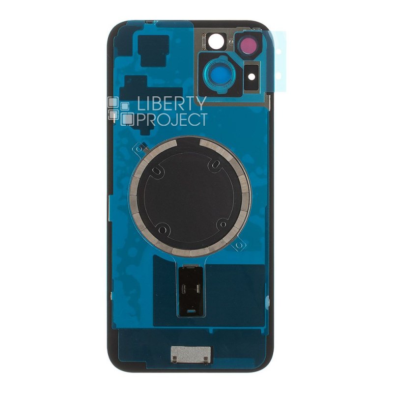 Задняя крышка для iPhone 15 Plus (розовый) в сборе со стеклом камеры с логотипом, монолит MagSafe — фото 3