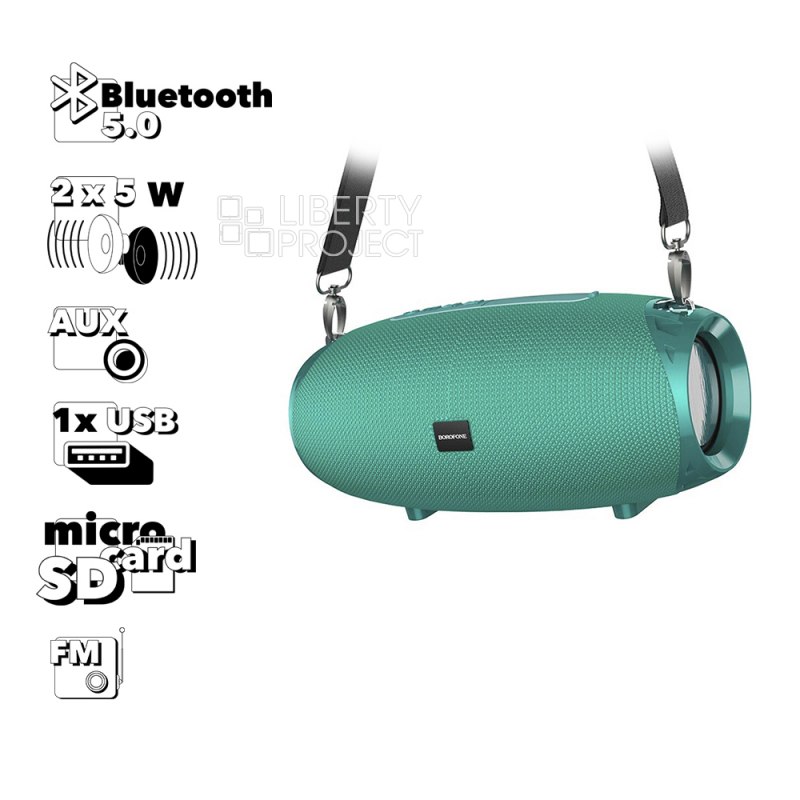 Bluetooth колонка BOROFONE BR12 Amplio Sports TWS BT 5.0, 5Wх2, AUX/microSD/USB/FM (зеленая)