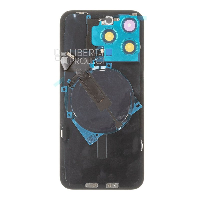 Задняя крышка для iPhone 15 Pro Max (синий) в сборе со стеклом камеры с шлейфом MagSafe — фото 3