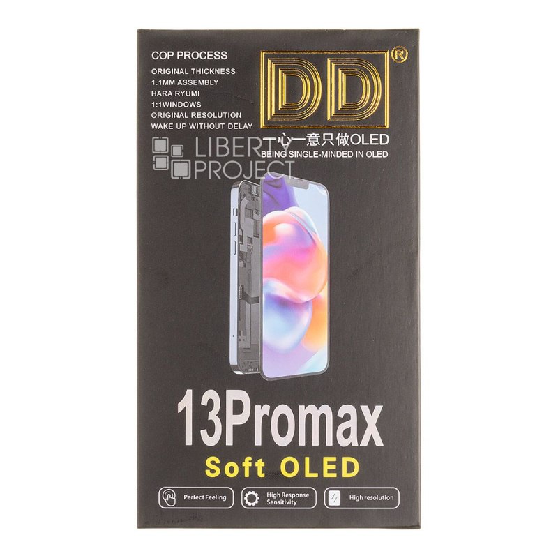 LCD дисплей для Apple iPhone 13 Pro MAX (черный) матрица DD SOFT OLED (привязка без пайки) — фото 4