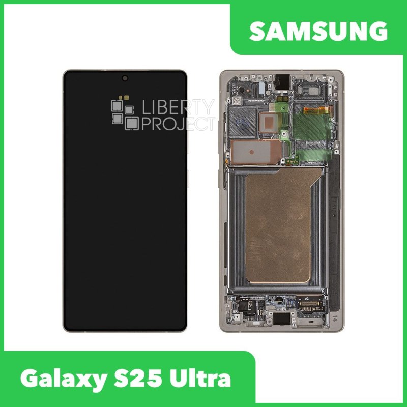 LCD дисплей для Samsung Galaxy S25 Ultra SM-S938B в рамке (золото) 100% OR SP — фото 2
