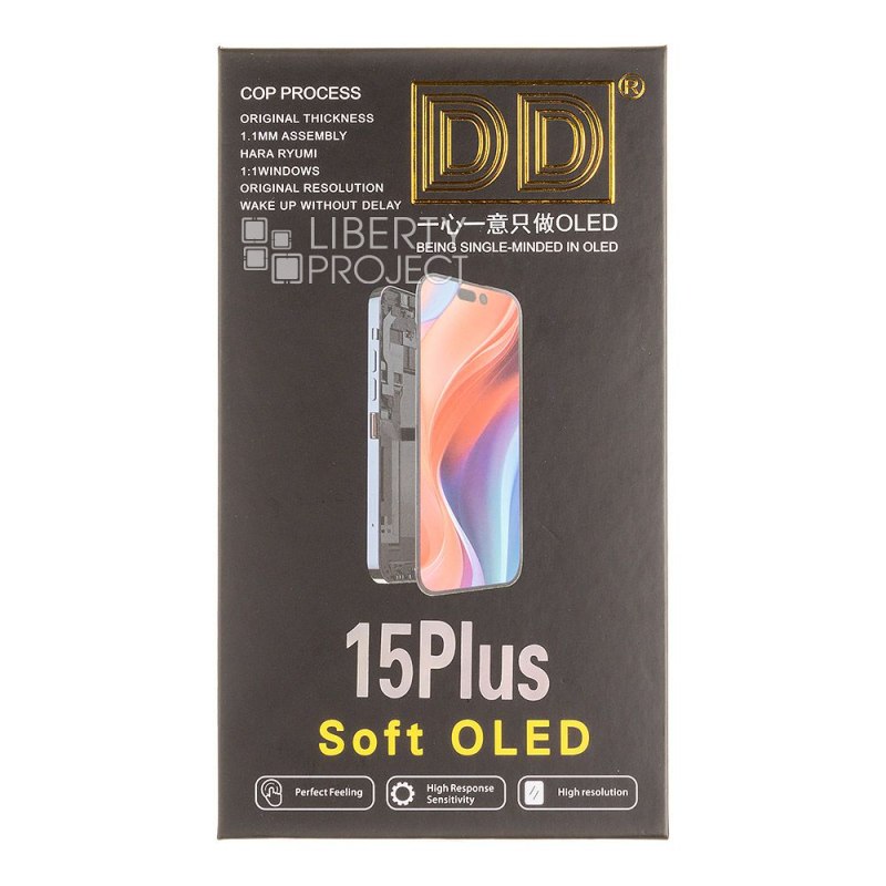 LCD дисплей для Apple iPhone 15 Plus (черный) (A3090) SOFT OLED DD (привязка без пайки) — фото 4
